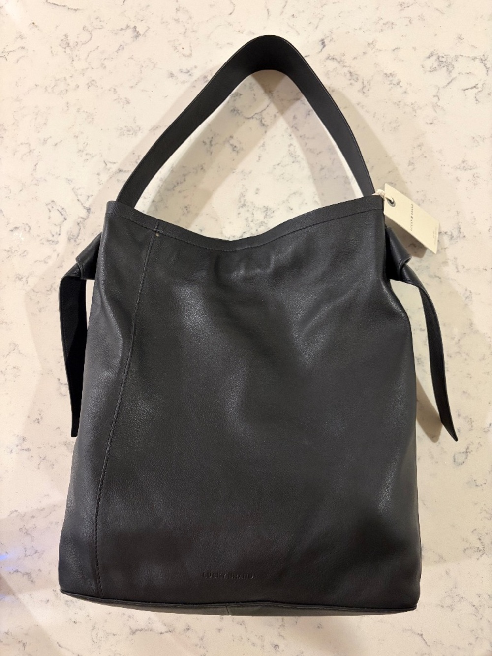 Lucky Brand Large Black Leather Tote Bag